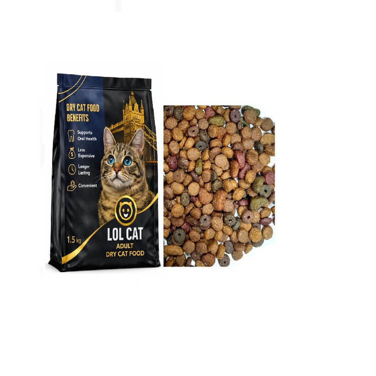 غذا خشک گربه بالغ لول کت مدل LOL INDOOR DAILY فله طعم مرغ و ماهی وزن 1500 گرم