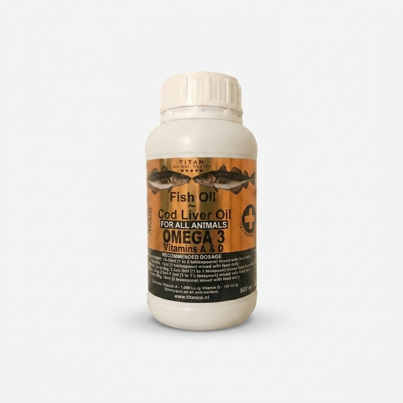 روغن ماهی درمان ریزش مو سگ و گربه تیتان مدل امگا 3 حجم 500 میلی لیتر
