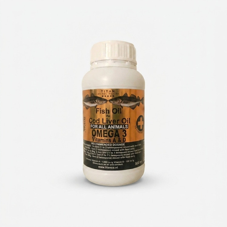 روغن ماهی درمان ریزش مو سگ و گربه تیتان مدل امگا 3 حجم 500 میلی لیتر
