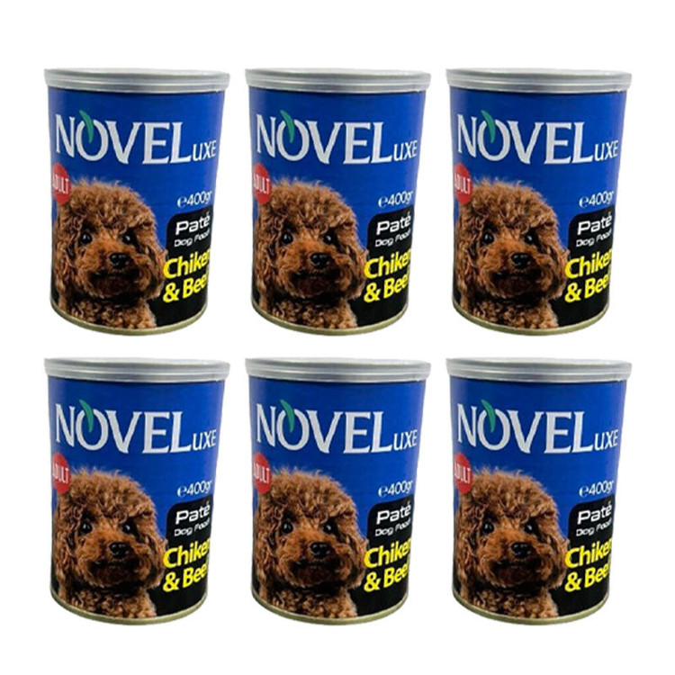 کنسرو سگ نوول لوکس مدل Chicken Beef وزن 400 گرم بسته 6 عددی