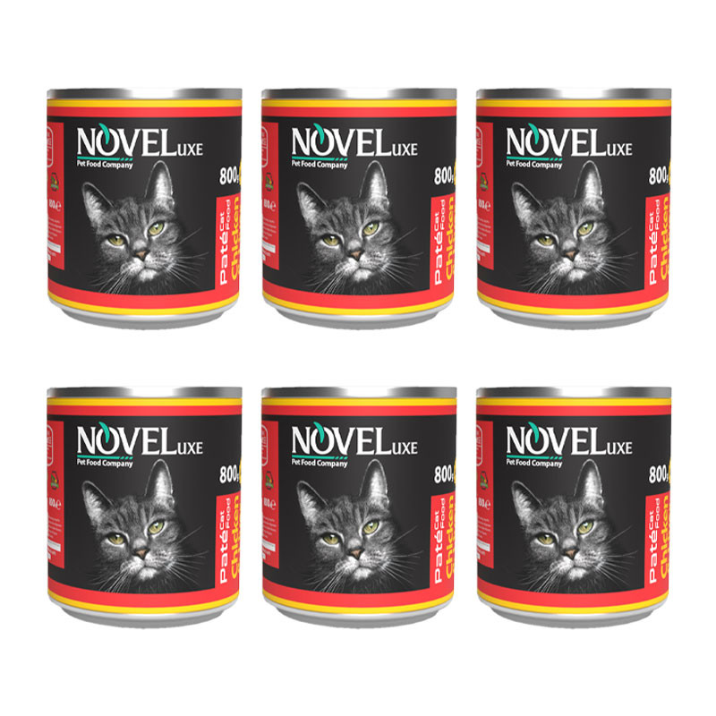 کنسرو گربه نوول لوکس مدل Chicken Liver وزن 800 گرم بسته 6 عددی